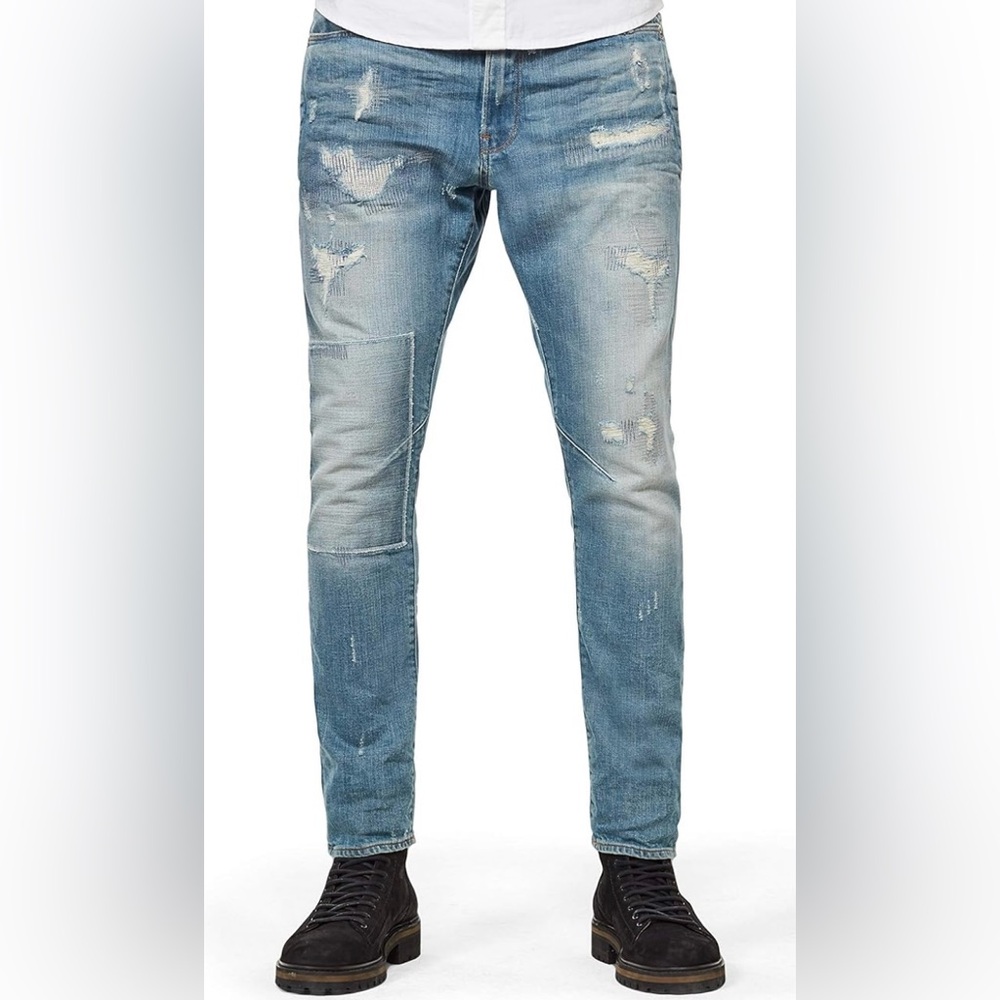 NWOT G Star Raw 3D Slim D-Staq 36X33 distressed light wash streetwear